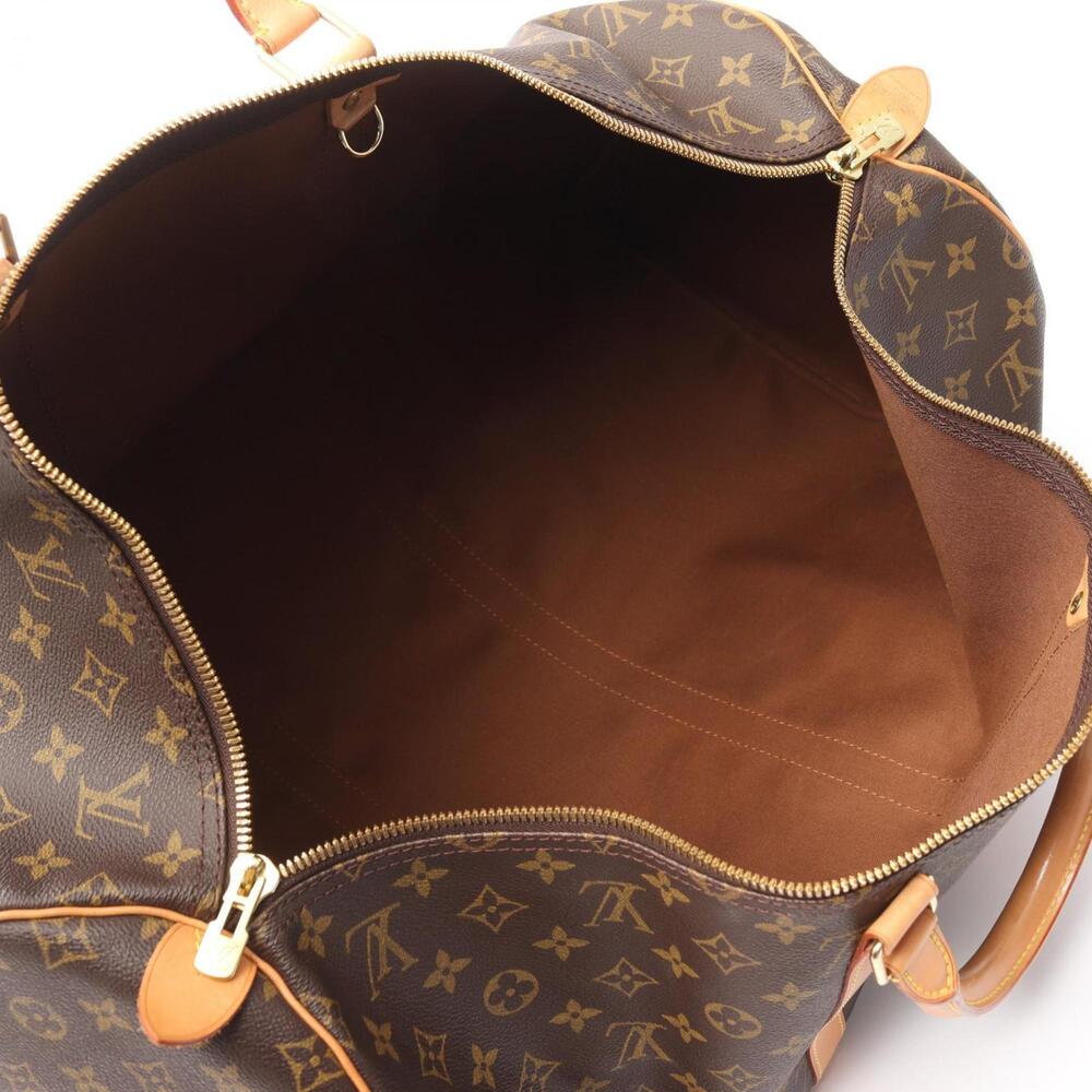 LOUIS VUITTON Authentic Brown Monogram Leather Keepall 55 Boston Bag - Picture 3 of 13